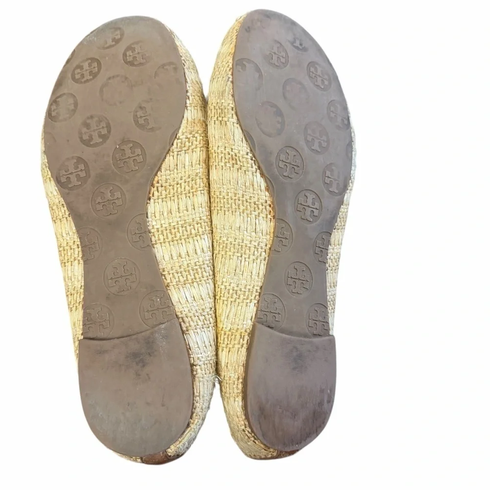 Tory Burch Reva Raffia Ballet Fats Brown